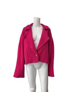 St. John RTW Fall 2022 Pink Tweed Cropped Jacket size 18 no belt